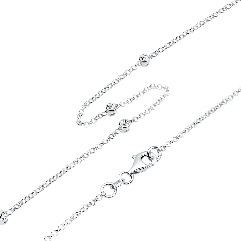 Weiß - Elli | Halskette Basic | Mit Kristallen von Swarovski® (Weiß) | 925er Sterling Silber