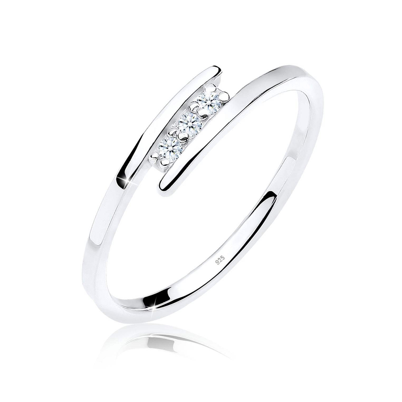 Weiß - Elli DIAMONDS | Verlobungsring | Diamant ( Weiß, 0,045 ct ) | 925er Sterling Silber