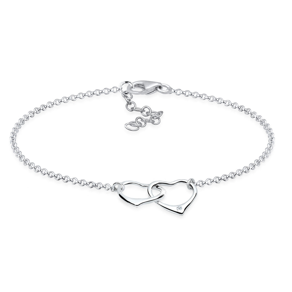 Silber - Elli DIAMONDS | Armband Herz | Diamant ( Weiß, 0,015 ct ) | 925er Sterling Silber