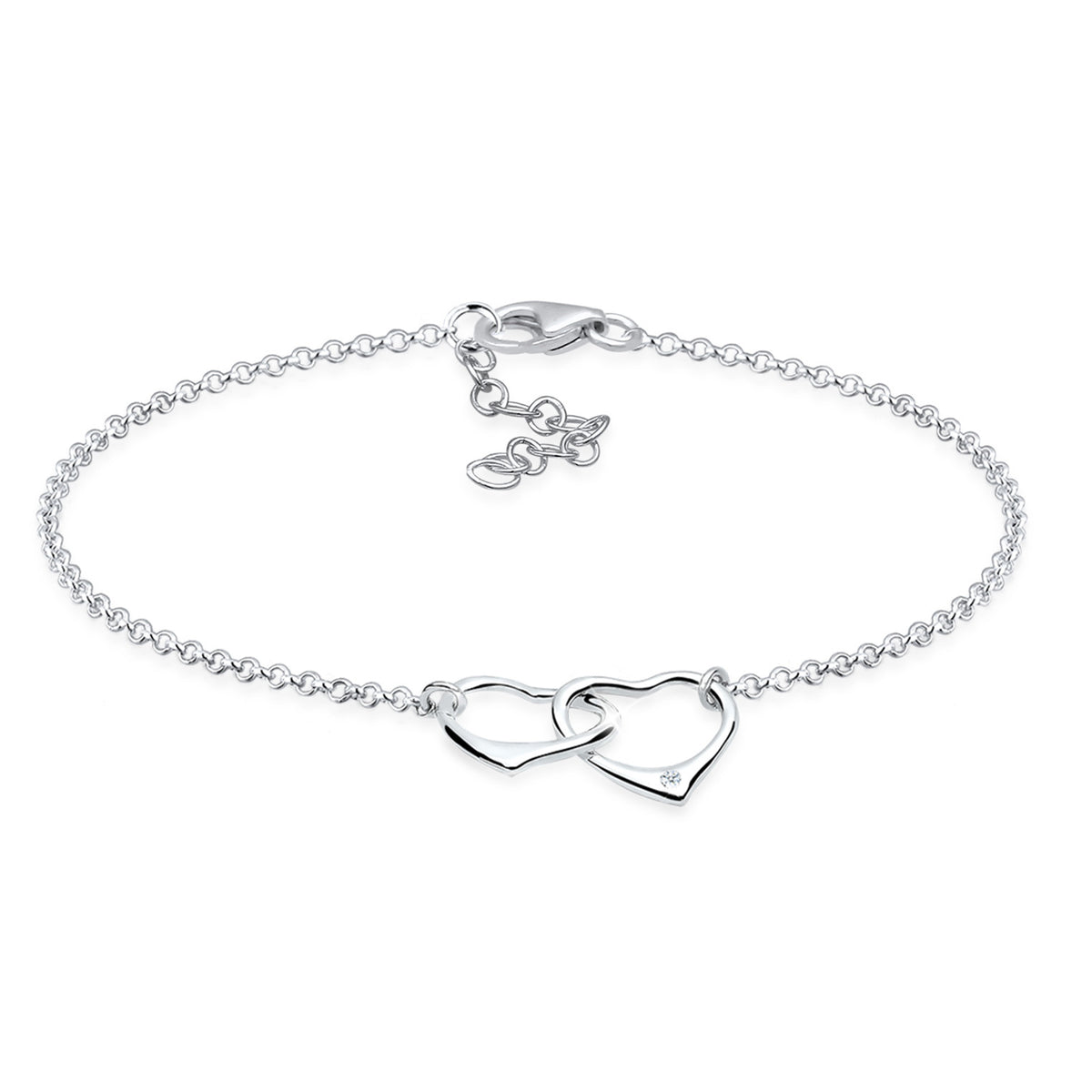 Silber - Elli DIAMONDS | Armband Herz | Diamant ( Weiß, 0,015 ct ) | 925er Sterling Silber