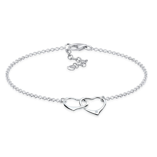 Silber - Elli DIAMONDS | Armband Herz | Diamant ( Weiß, 0,015 ct ) | 925er Sterling Silber