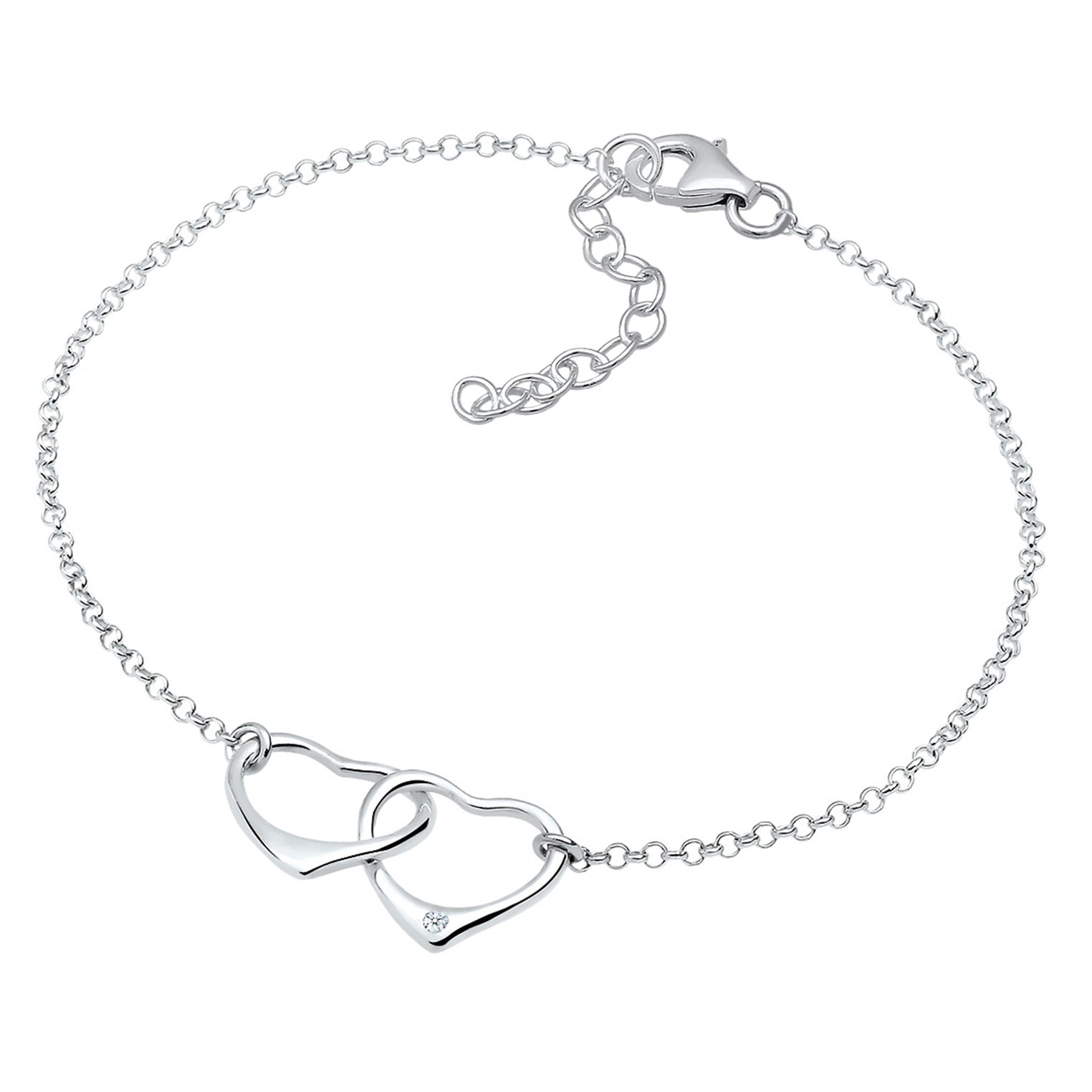 Silber - Elli DIAMONDS | Armband Herz | Diamant ( Weiß, 0,015 ct ) | 925er Sterling Silber