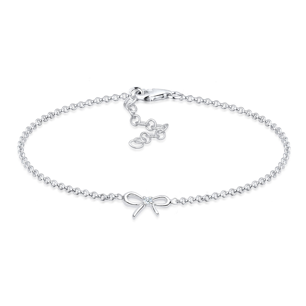 Silber - Elli DIAMONDS | Armband Schleife | Diamant ( Weiß, 0,015 ct ) | 925er Sterling Silber