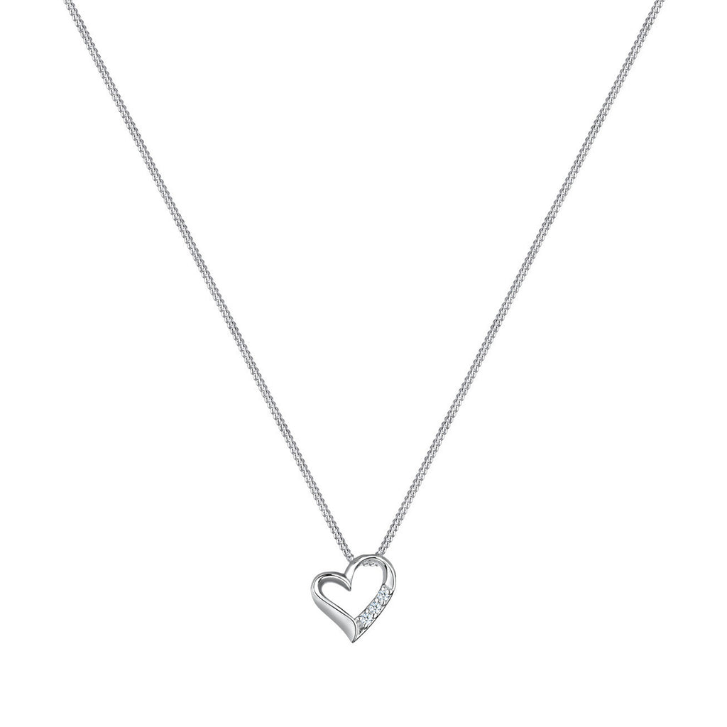 Silber - Elli DIAMONDS | Halskette Herz | Diamant (Weiß, 0,045 ct) | 925er Sterling Silber