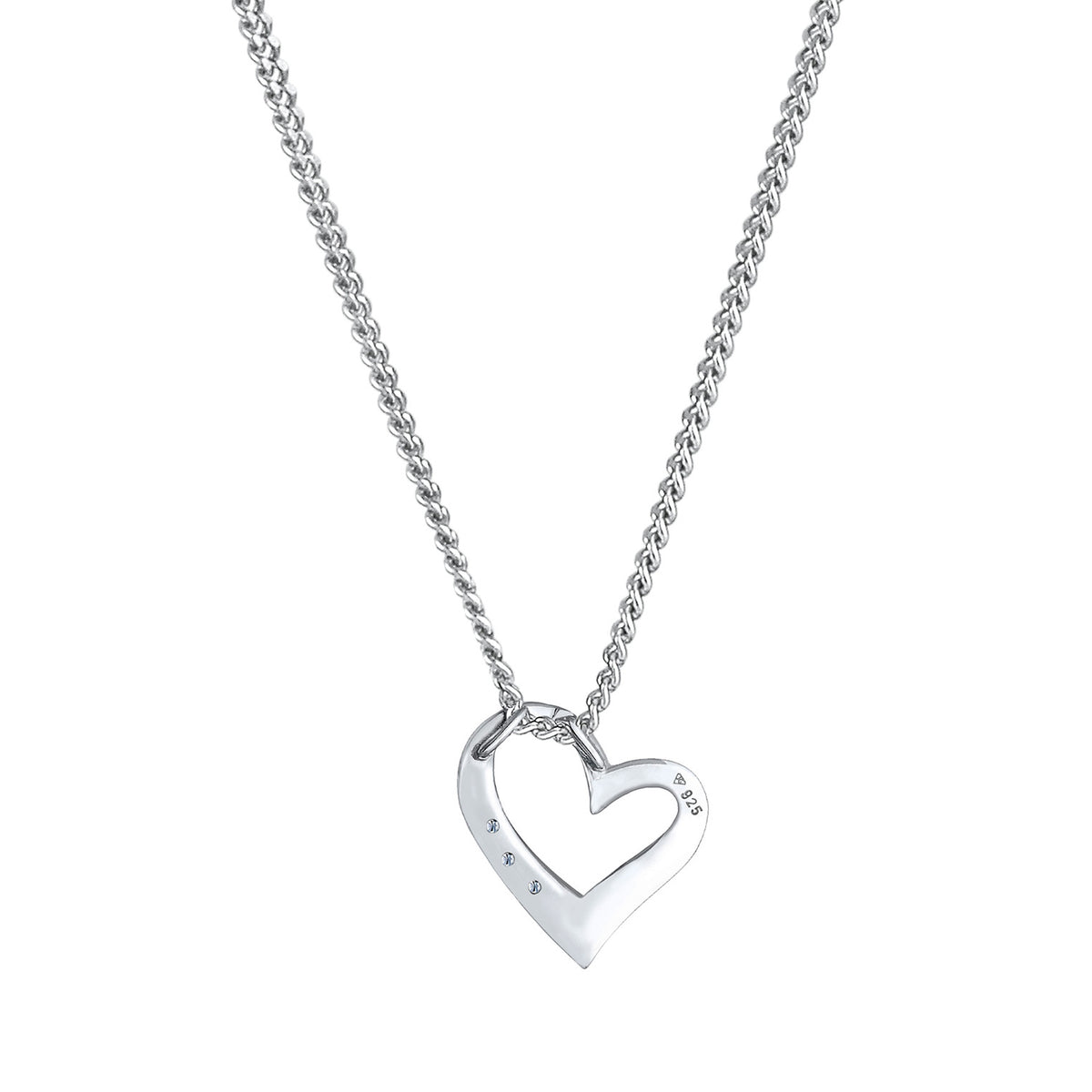 Silber - Elli DIAMONDS | Halskette Herz | Diamant (Weiß, 0,045 ct) | 925er Sterling Silber