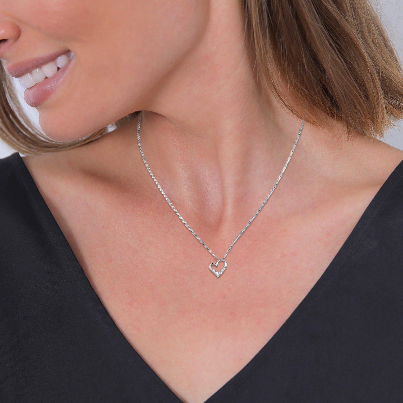 Halskette Herz | Diamant ( Weiß, 0,045 ct )