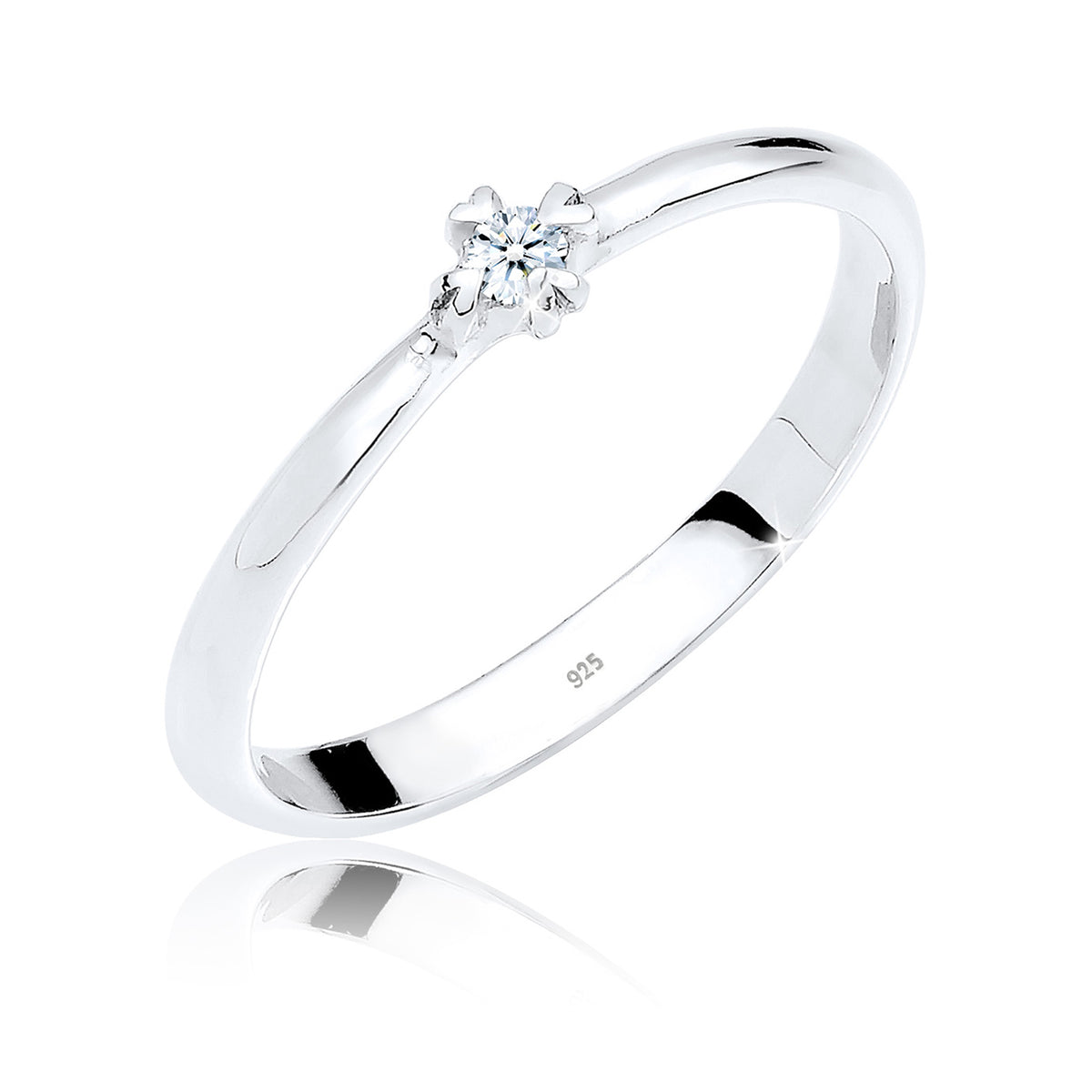 Weiß - Elli DIAMONDS | Verlobungsring Herz | Diamant ( Weiß, 0,03 ct ) | 925er Sterling Silber