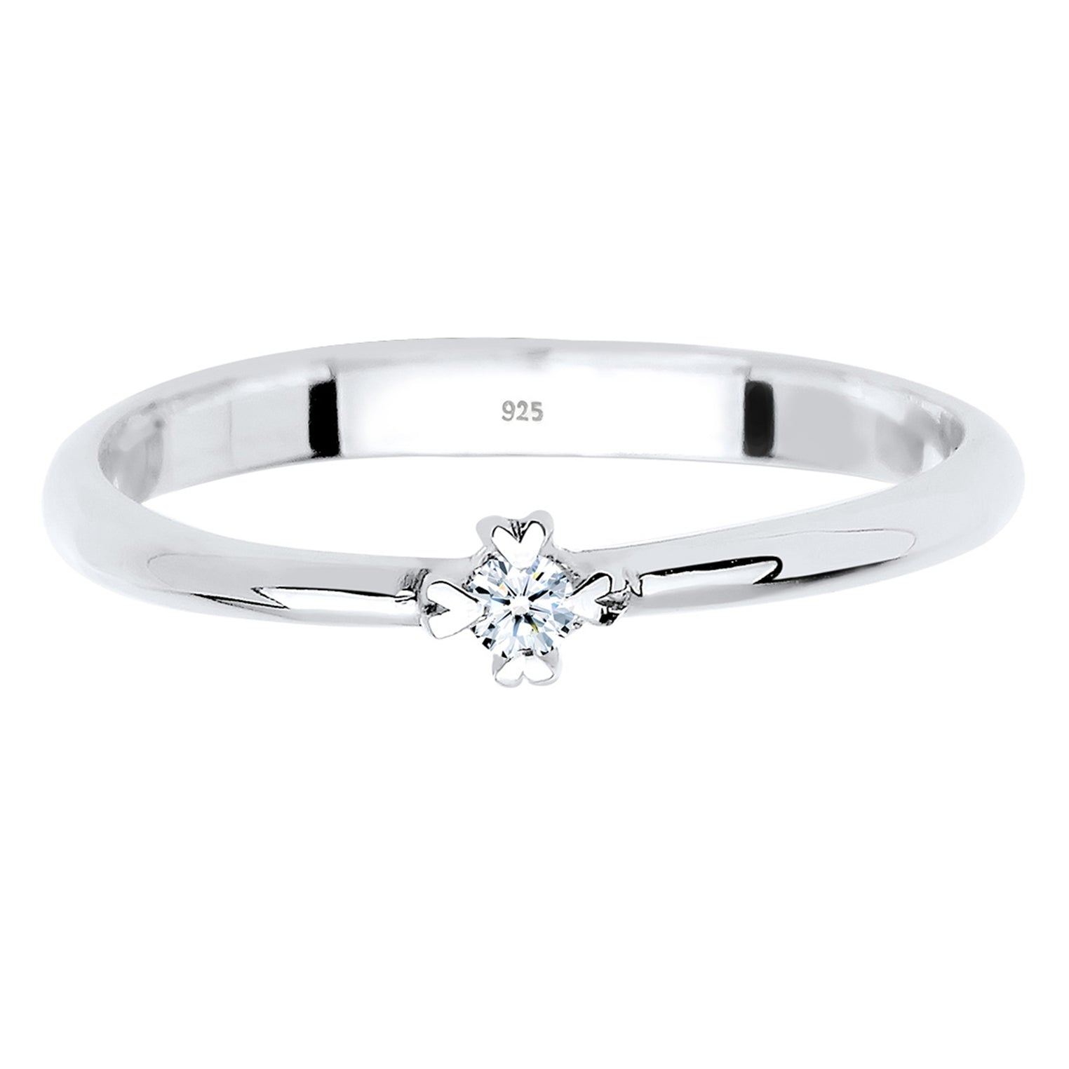 Weiß - Elli DIAMONDS | Verlobungsring Herz | Diamant ( Weiß, 0,03 ct ) | 925er Sterling Silber