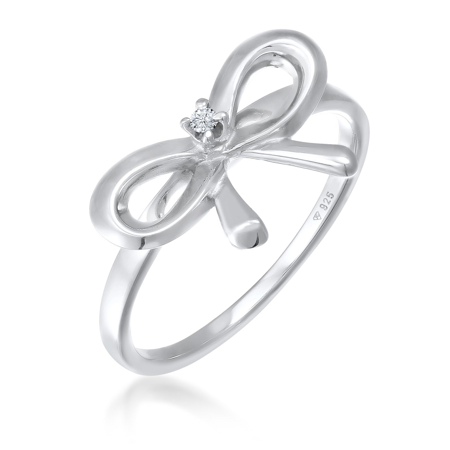Weiß - Elli DIAMONDS | Verlobungsring Schleife | Diamant ( Weiß, 0,015 ct ) | 925er Sterling Silber