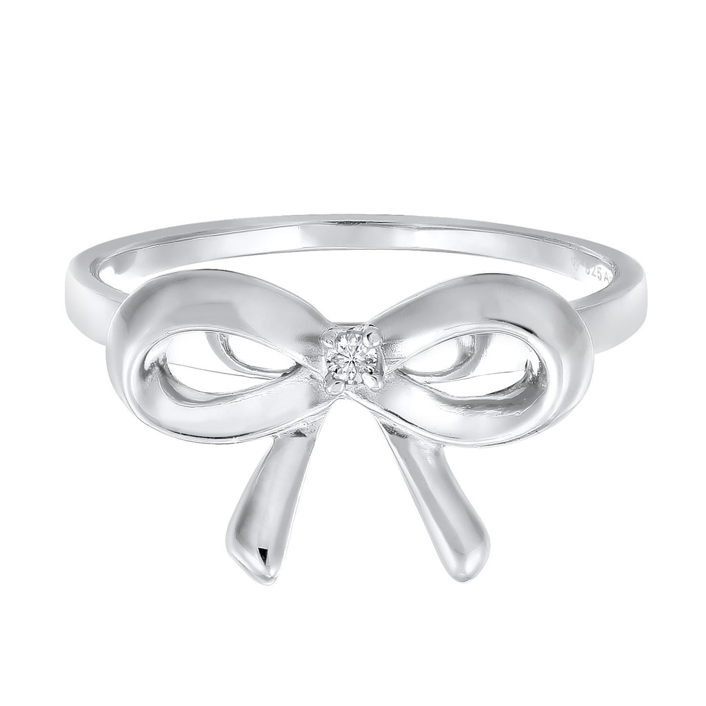 Weiß - Elli DIAMONDS | Verlobungsring Schleife | Diamant ( Weiß, 0,015 ct ) | 925er Sterling Silber