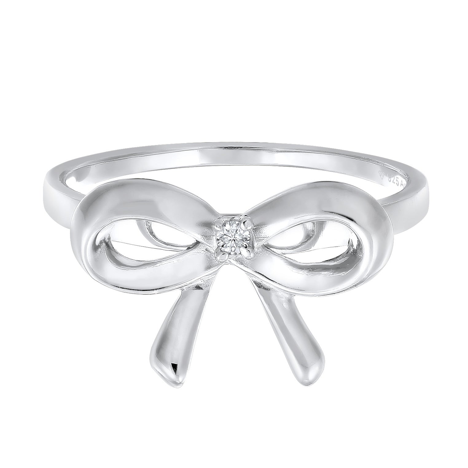 Weiß - Elli DIAMONDS | Verlobungsring Schleife | Diamant ( Weiß, 0,015 ct ) | 925er Sterling Silber