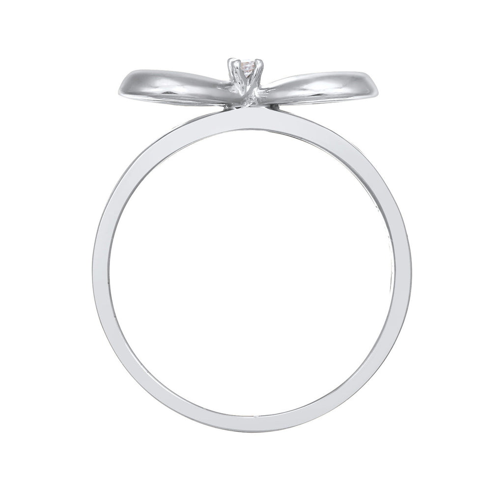 Weiß - Elli DIAMONDS | Verlobungsring Schleife | Diamant ( Weiß, 0,015 ct ) | 925er Sterling Silber