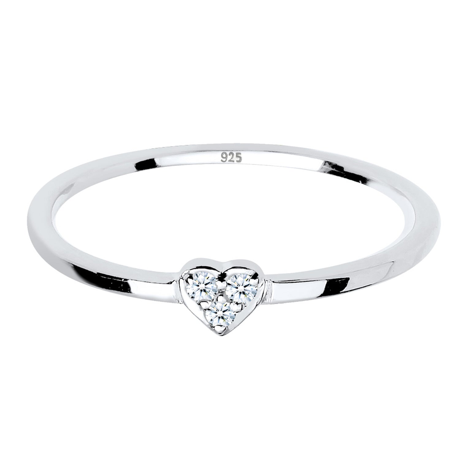 Silber - Elli DIAMONDS | Verlobungsring Herz | Diamant ( Weiß, 0,045 ct ) | 925er Sterling Silber