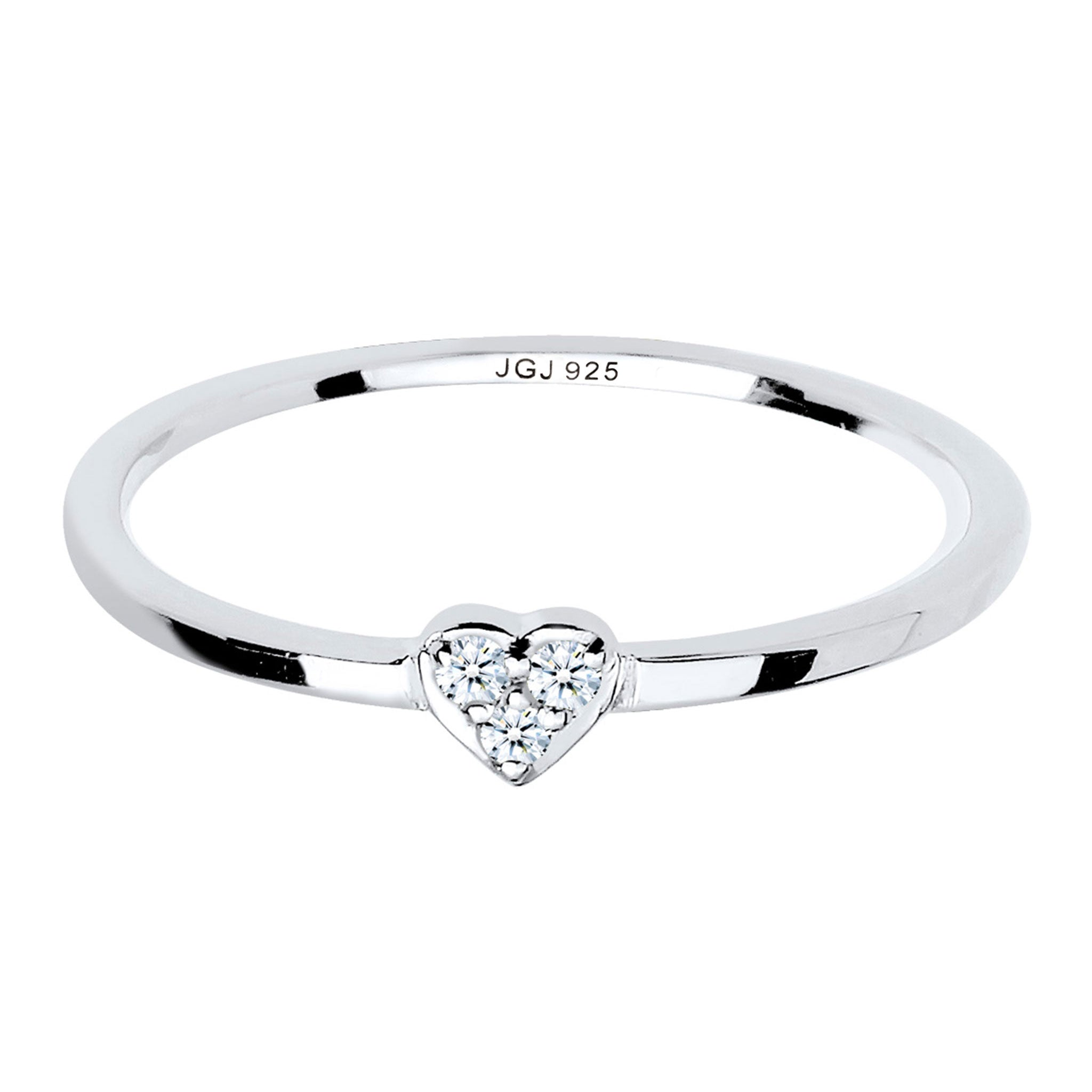Silber - Elli DIAMONDS | Verlobungsring Herz | Diamant ( Weiß, 0,045 ct ) | 925er Sterling Silber