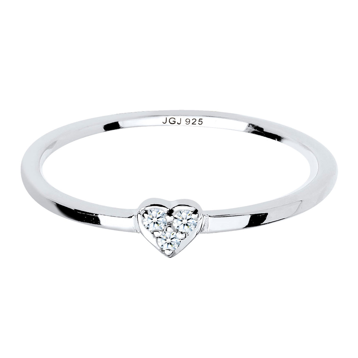 Silber - Elli DIAMONDS | Verlobungsring Herz | Diamant ( Weiß, 0,045 ct ) | 925er Sterling Silber