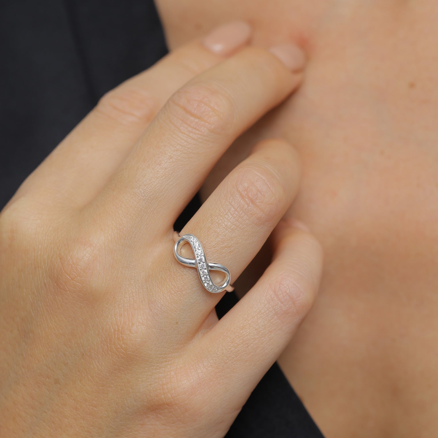 Weiß - Elli | Ring Infinity | Zirkonia ( Weiß ) | 925er Sterling Silber