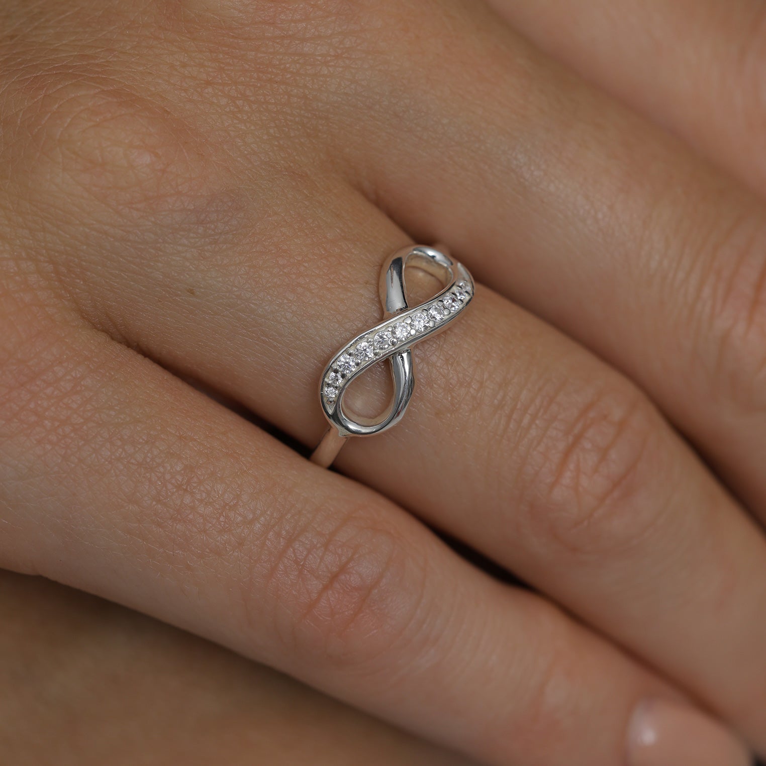 Weiß - Elli | Ring Infinity | Zirkonia ( Weiß ) | 925er Sterling Silber