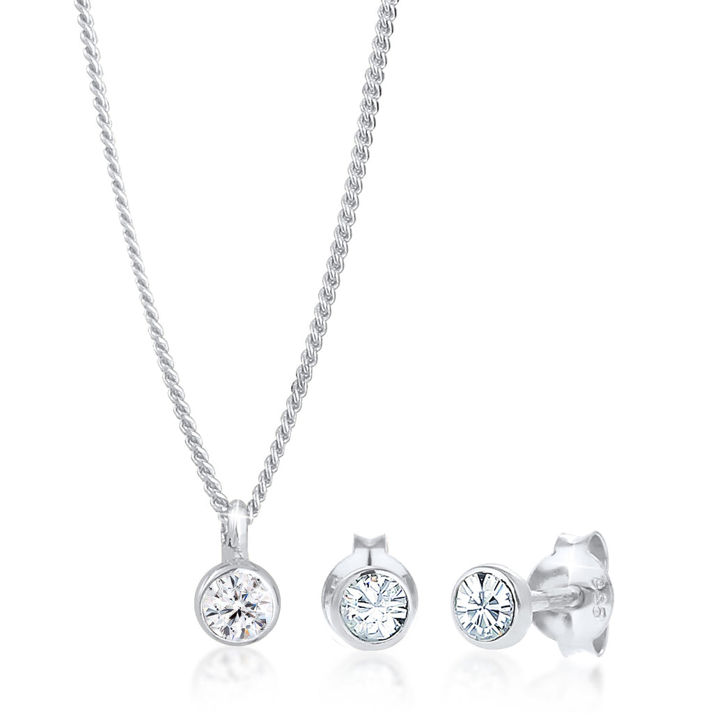 Weiß - Elli | Halskette | Mit Kristallen von Swarovski® (Weiß) | 925er Sterling Silber