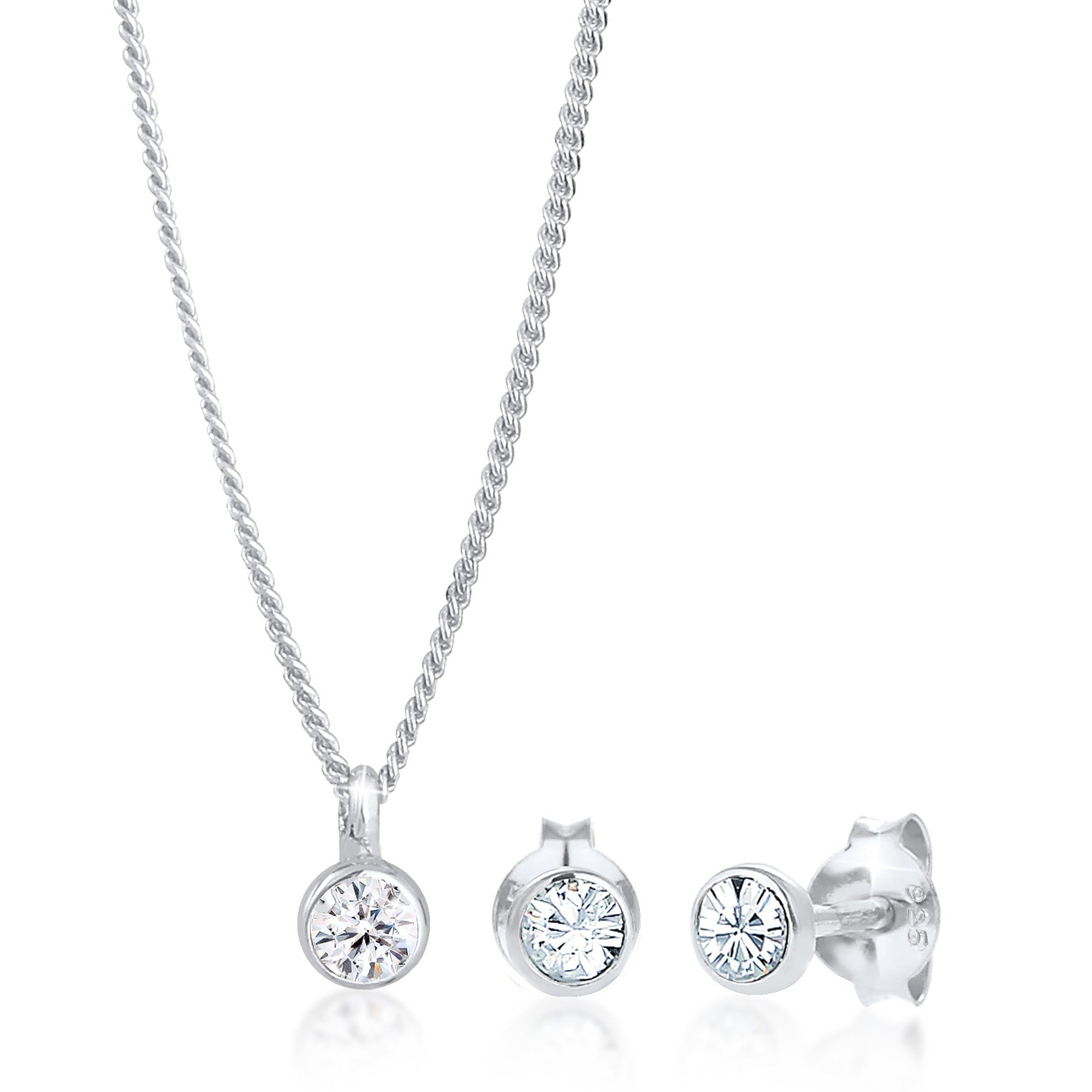 Weiß - Elli | Halskette | Mit Kristallen von Swarovski® (Weiß) | 925er Sterling Silber