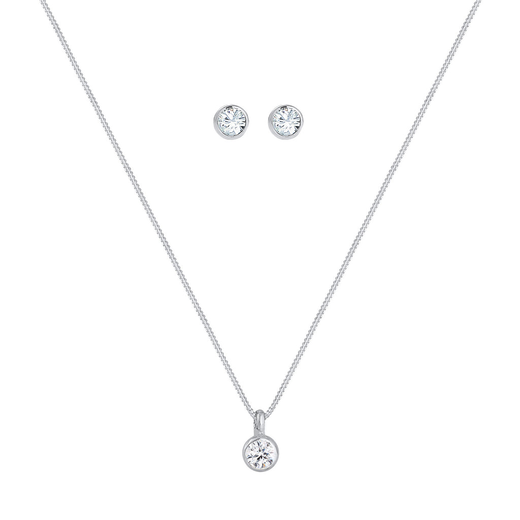 Weiß - Elli | Halskette | Mit Kristallen von Swarovski® (Weiß) | 925er Sterling Silber