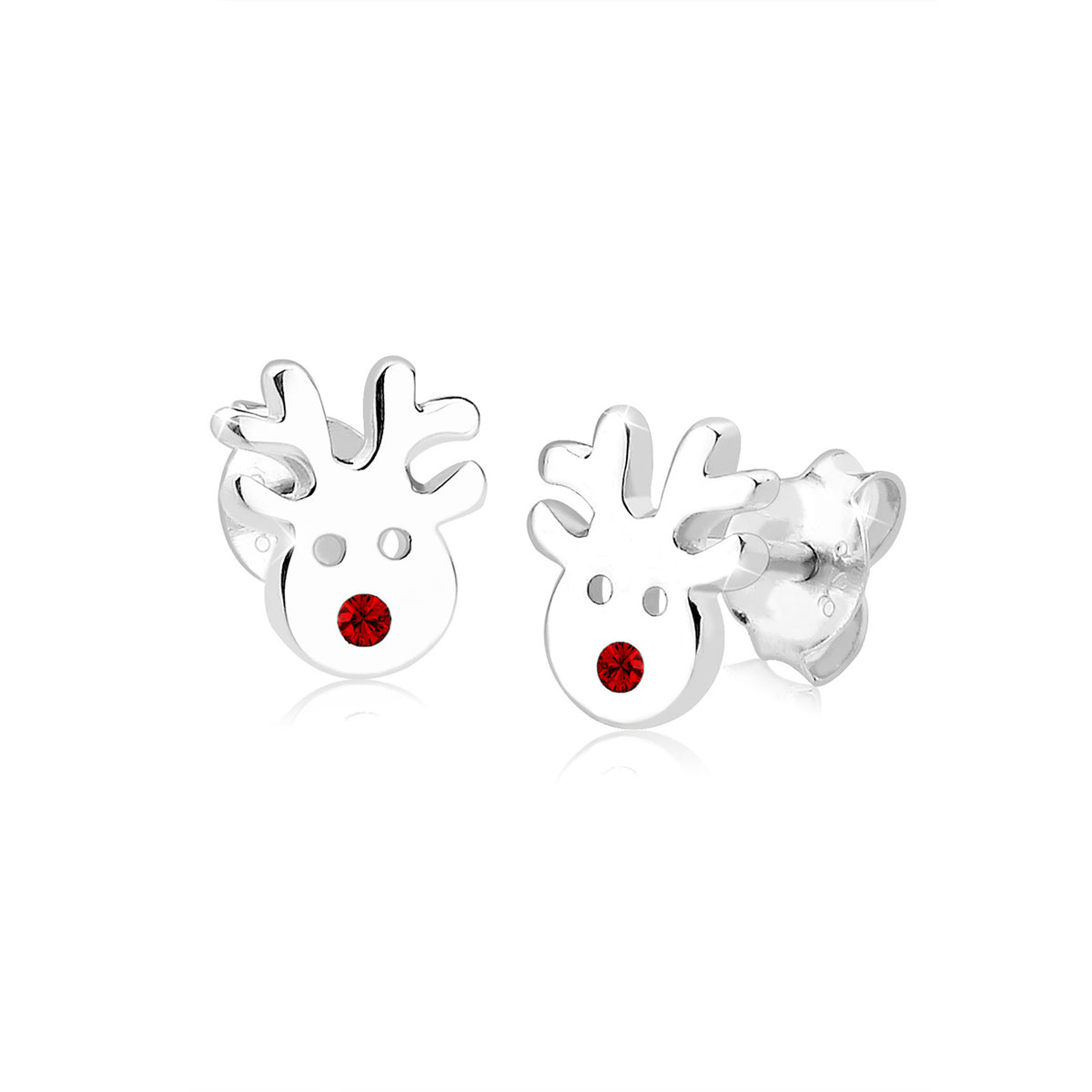 Rot - Elli | Ohrstecker Hirsch | Kristall ( Rot ) | 925er Sterling Silber