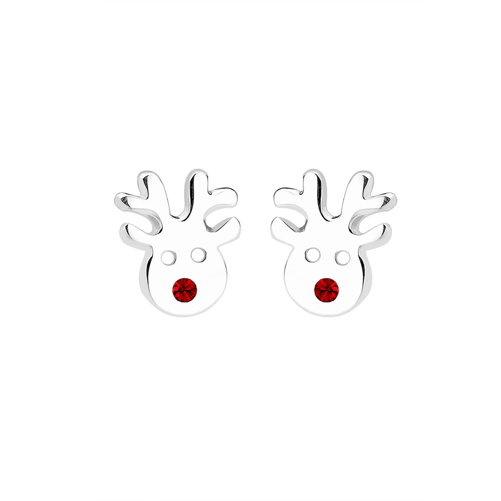 Rot - Elli | Ohrstecker Hirsch | Kristall ( Rot ) | 925er Sterling Silber