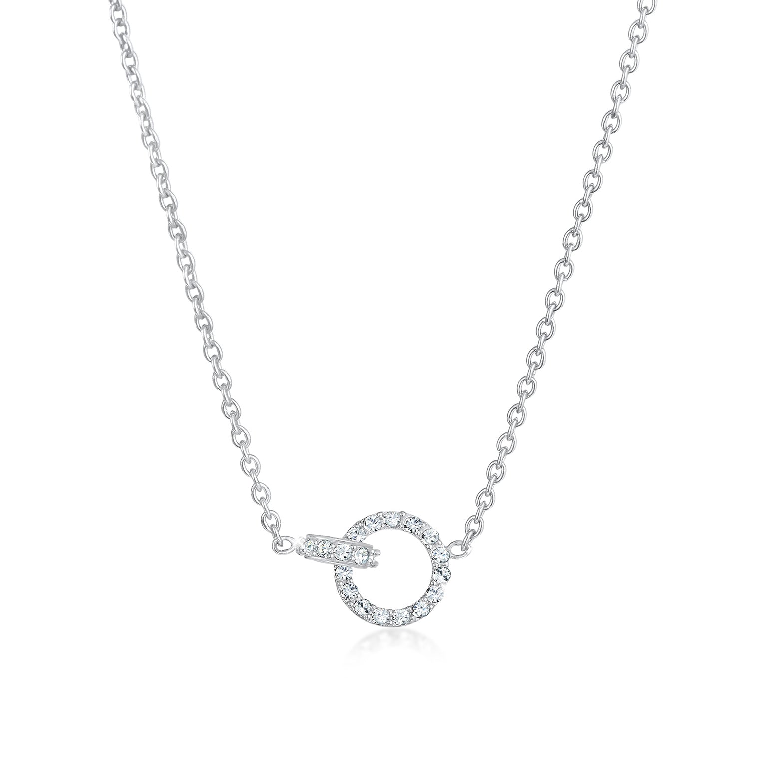 Silber - Elli | Halskette Kreise | Mit Kristallen von Swarovski® (Weiß) | 925er Sterling Silber