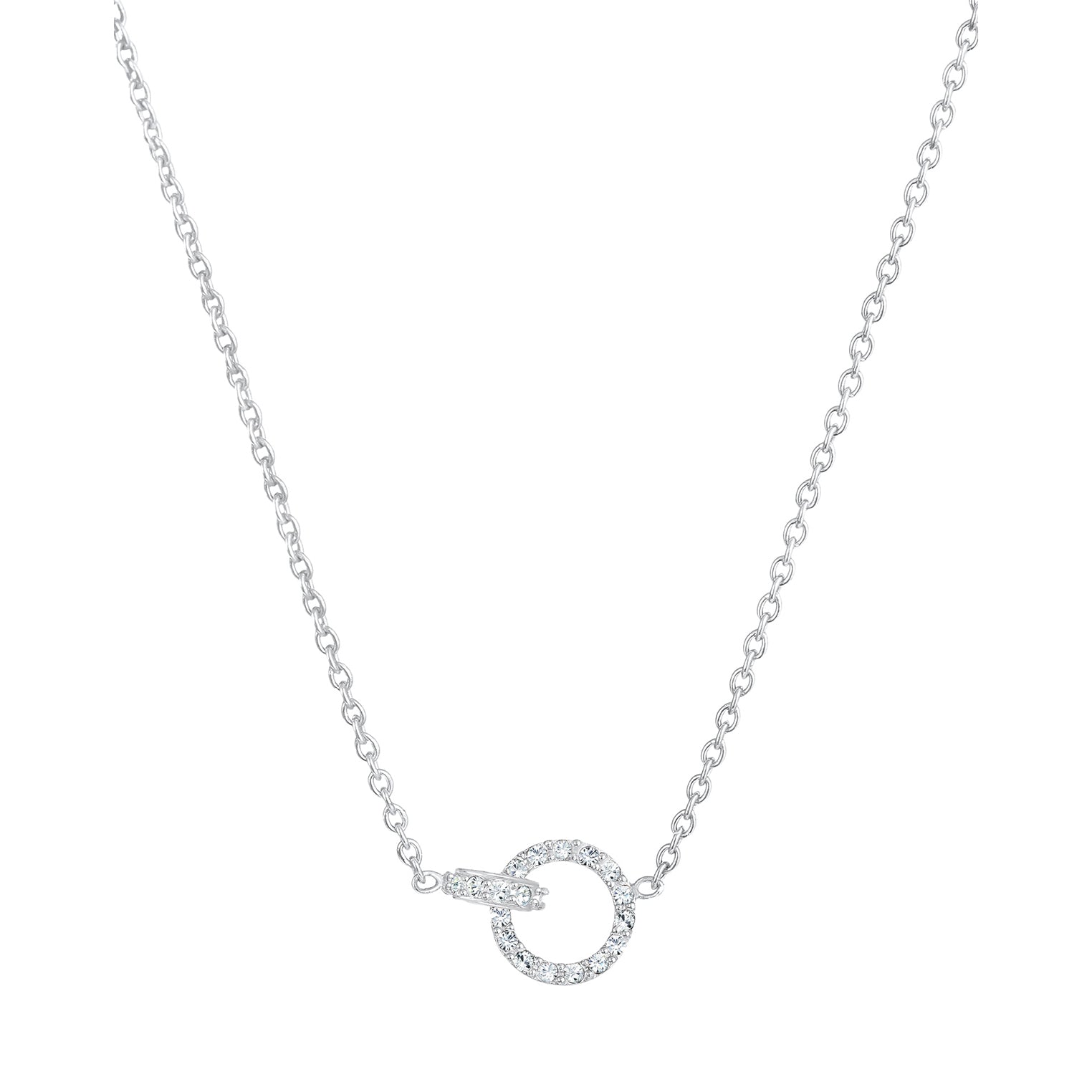 Silber - Elli | Halskette Kreise | Mit Kristallen von Swarovski® (Weiß) | 925er Sterling Silber