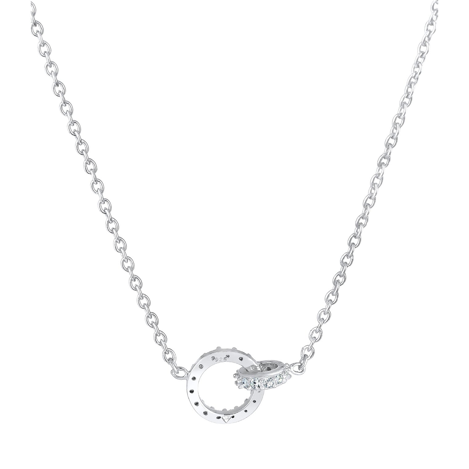 Silber - Elli | Halskette Kreise | Mit Kristallen von Swarovski® (Weiß) | 925er Sterling Silber