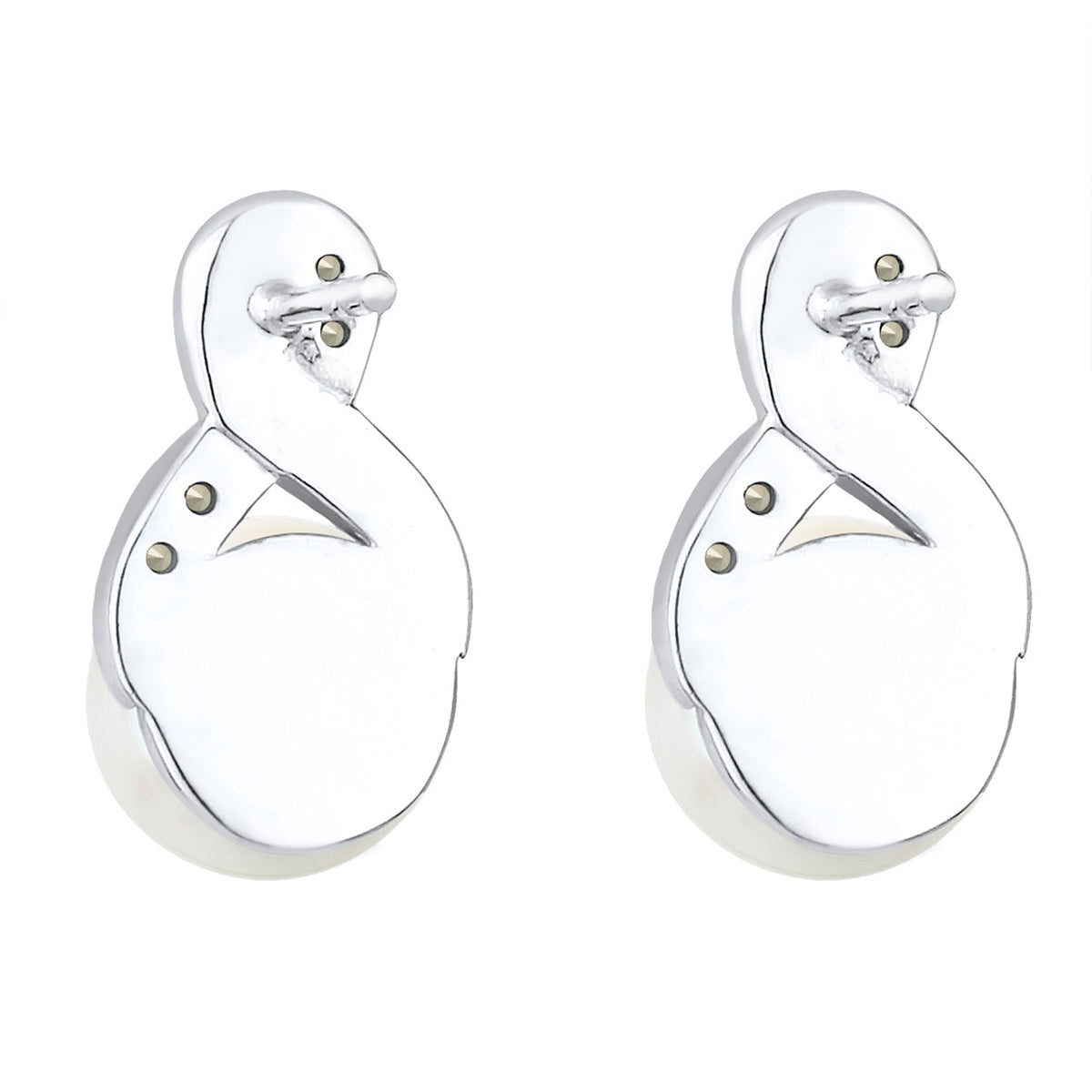 Silber - Elli | Ohrstecker Infinity | Süßwasserperle, Kristall ( Weiß ) | 925er Sterling Silber
