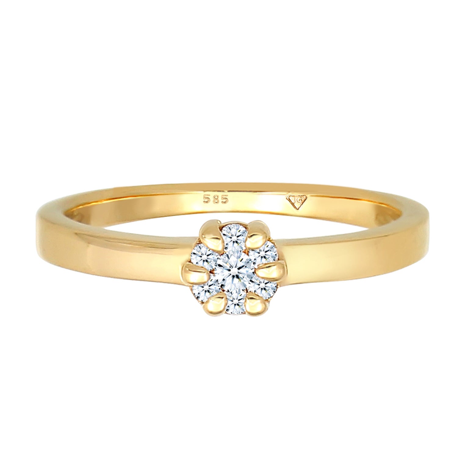 Gold - Elli DIAMONDS | Solitär-Ring | Diamant ( Weiß, 0,12 ct ) | 585 Gelbgold