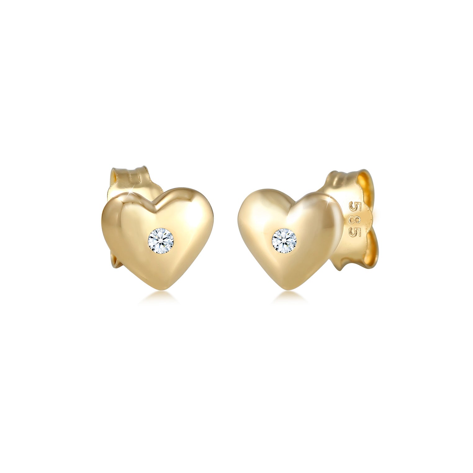 Weiß - Elli DIAMONDS | Ohrring Herz | Diamant ( Weiß, 0,03 ct ) | 585 Gelbgold