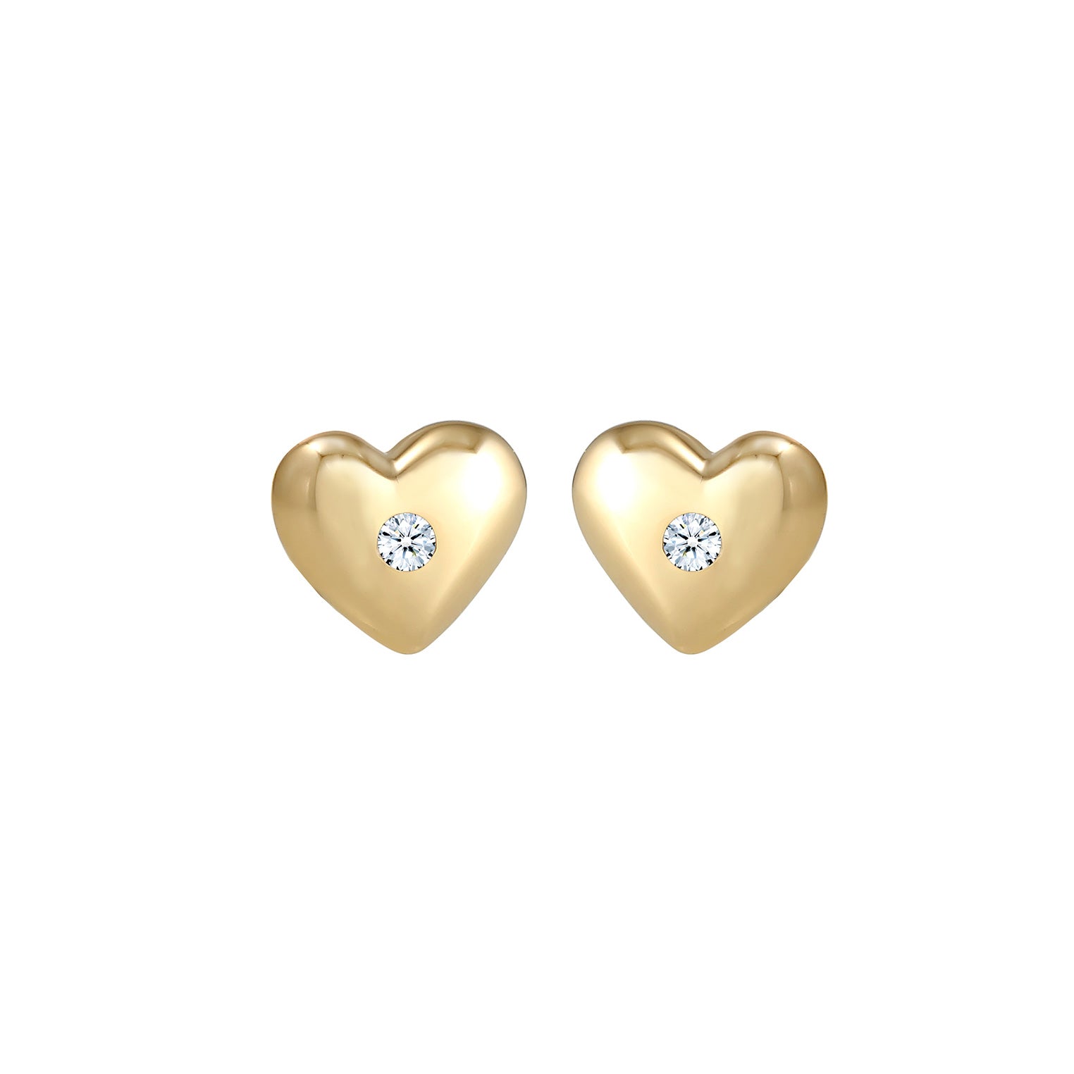 Weiß - Elli DIAMONDS | Ohrring Herz | Diamant ( Weiß, 0,03 ct ) | 585 Gelbgold