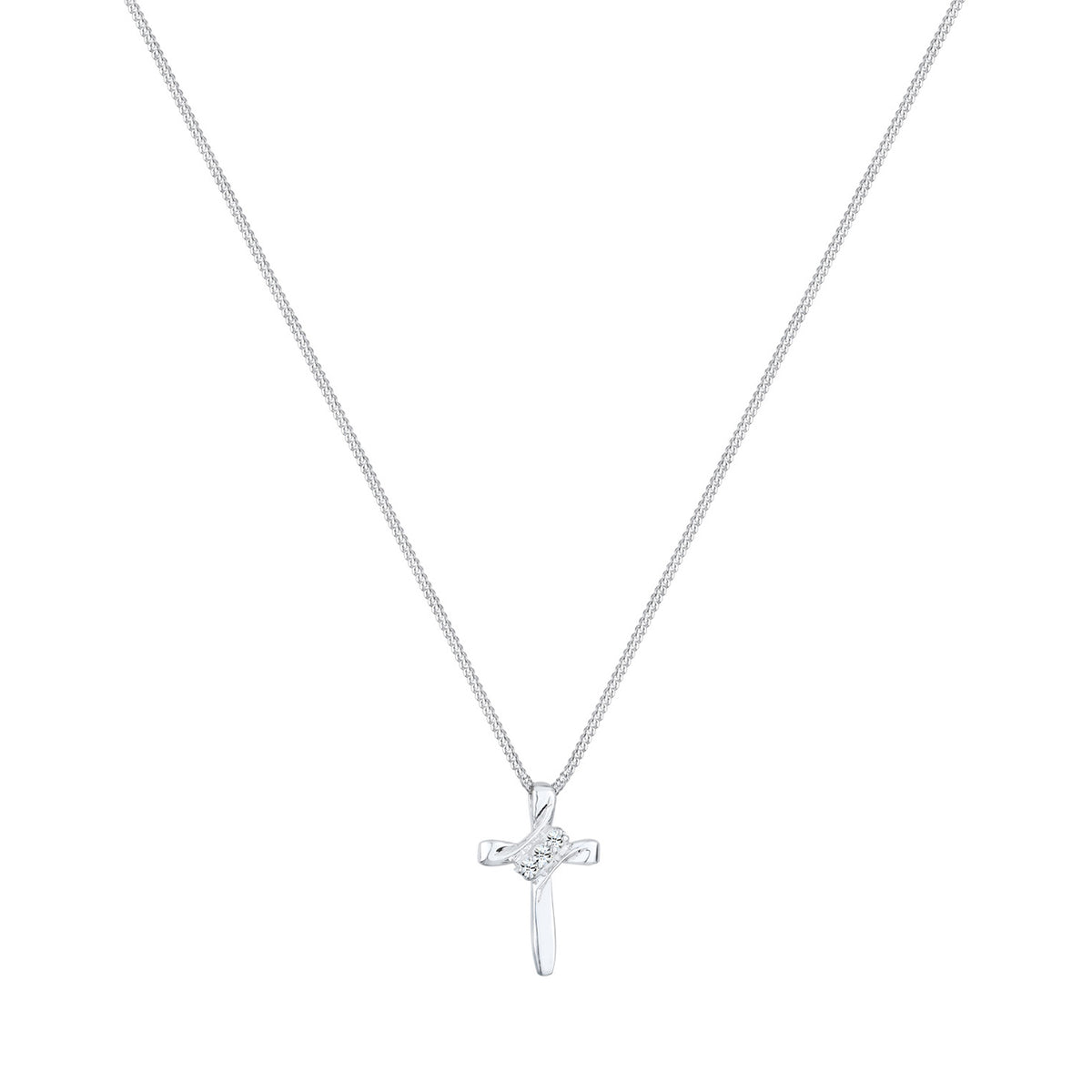 Silber - Elli | Halskette Kreuz | Mit Kristallen von Swarovski® (Weiß) | 925er Sterling Silber