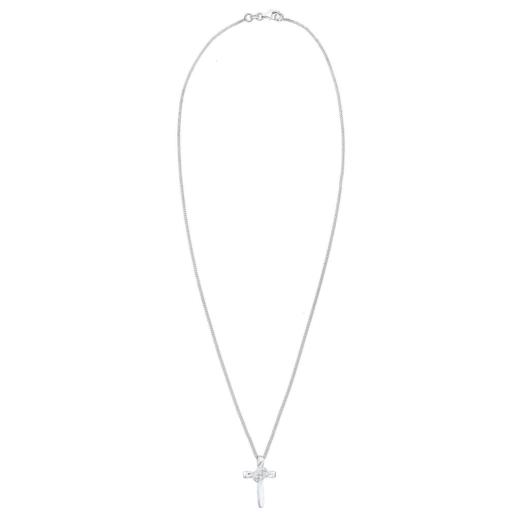 Silber - Elli | Halskette Kreuz | Mit Kristallen von Swarovski® (Weiß) | 925er Sterling Silber
