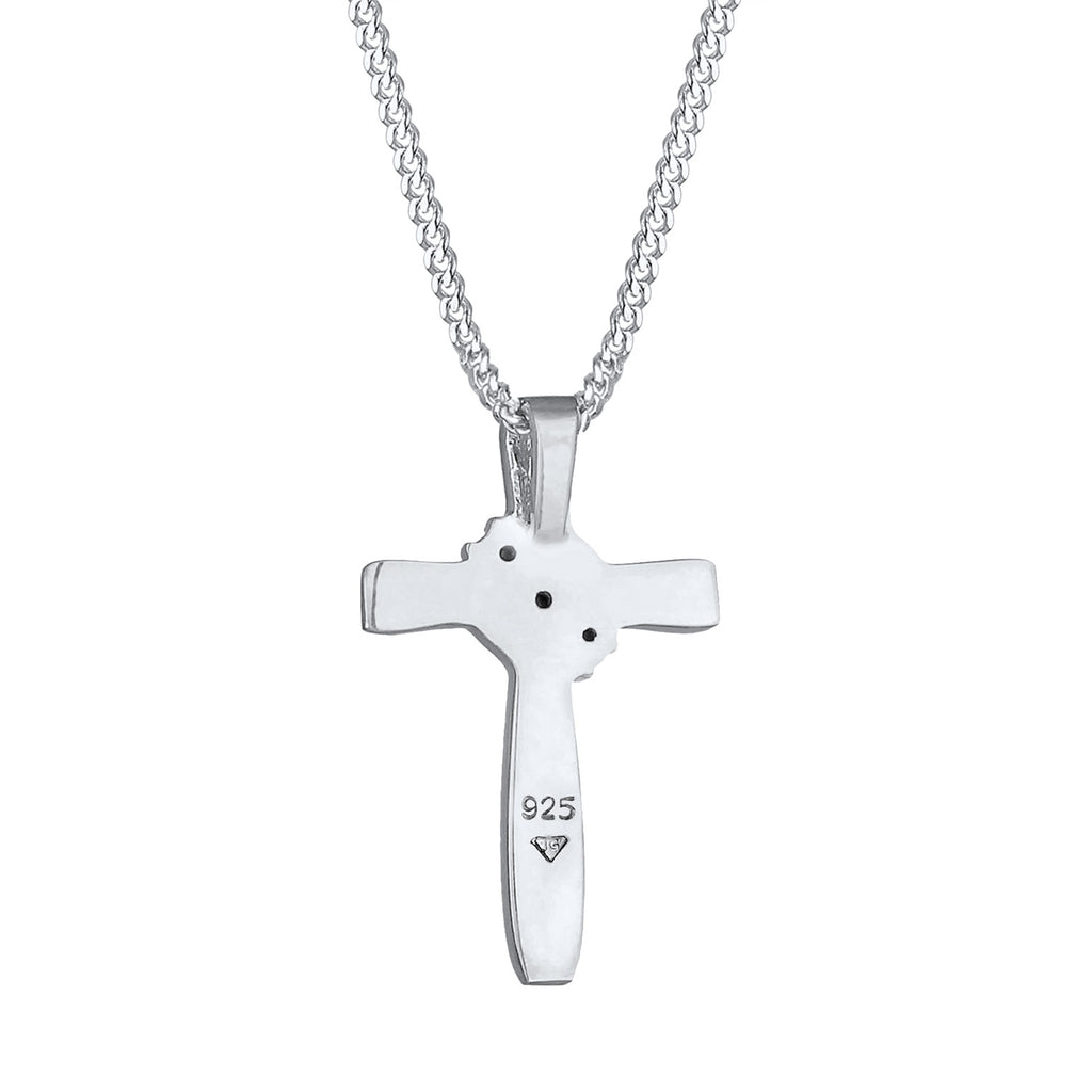 Silber - Elli | Halskette Kreuz | Mit Kristallen von Swarovski® (Weiß) | 925er Sterling Silber