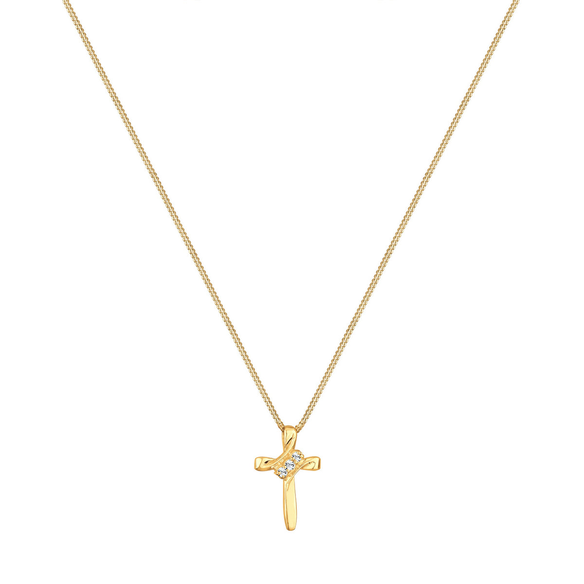 Gold - Elli | Halskette Kreuz | Mit Kristallen von Swarovski® (Weiß) | 925 Sterling Silber vergoldet
