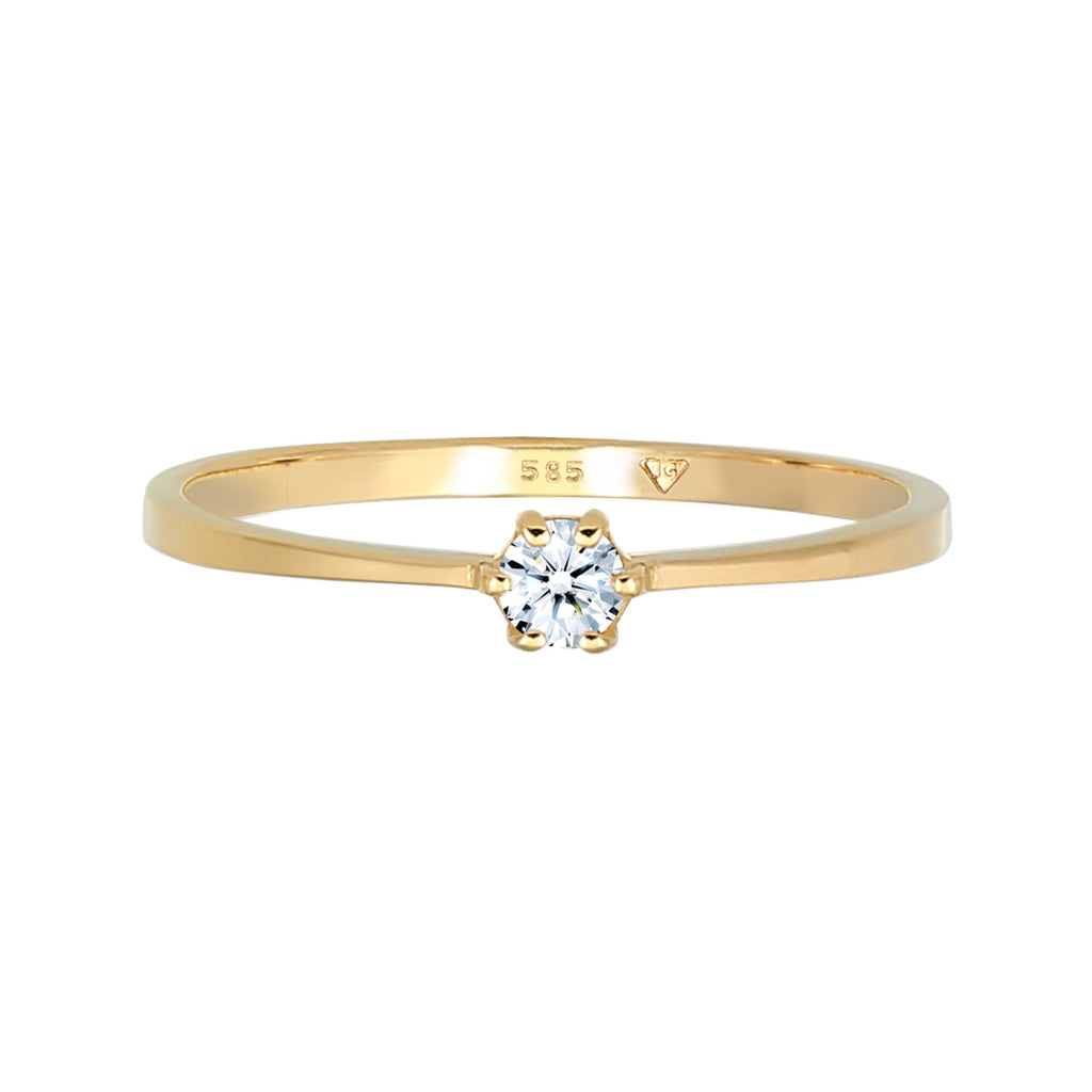 Weiß - Elli DIAMONDS | Solitär-Ring | Diamant ( Weiß, 0,11 ct ) | 585 Gelbgold