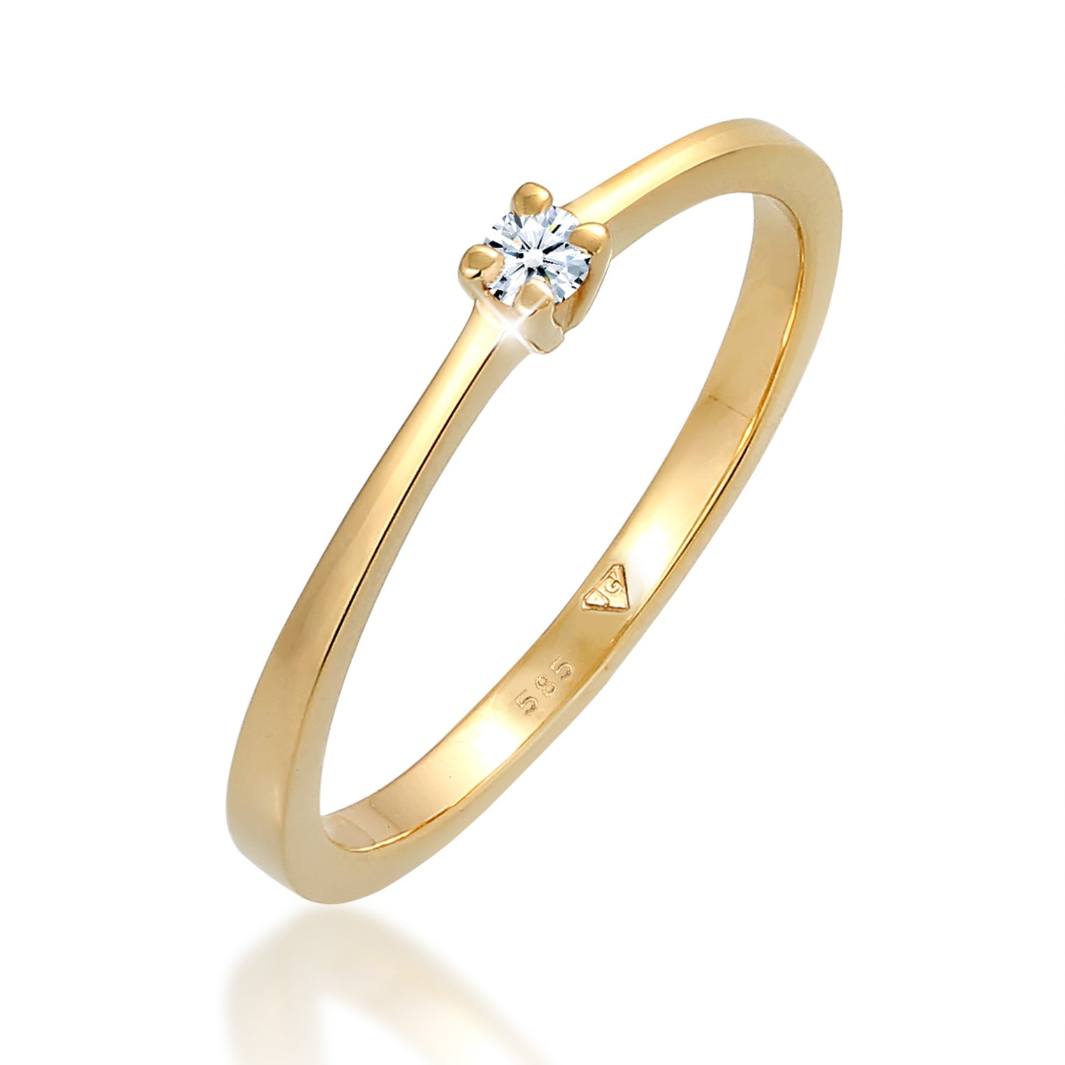 Weiß - Elli DIAMONDS | Solitär-Ring | Diamant ( Weiß, 0,11 ct ) | 585 Gelbgold