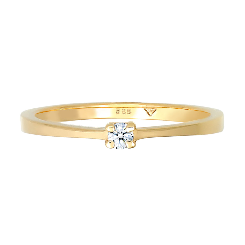 Weiß - Elli DIAMONDS | Solitär-Ring | Diamant ( Weiß, 0,11 ct ) | 585 Gelbgold