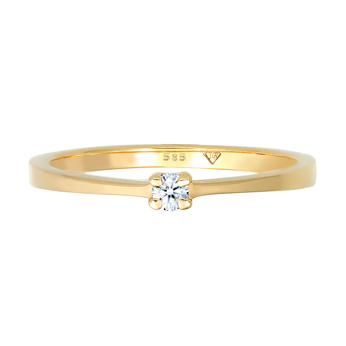 Weiß - Elli DIAMONDS | Solitär-Ring | Diamant ( Weiß, 0,11 ct ) | 585 Gelbgold