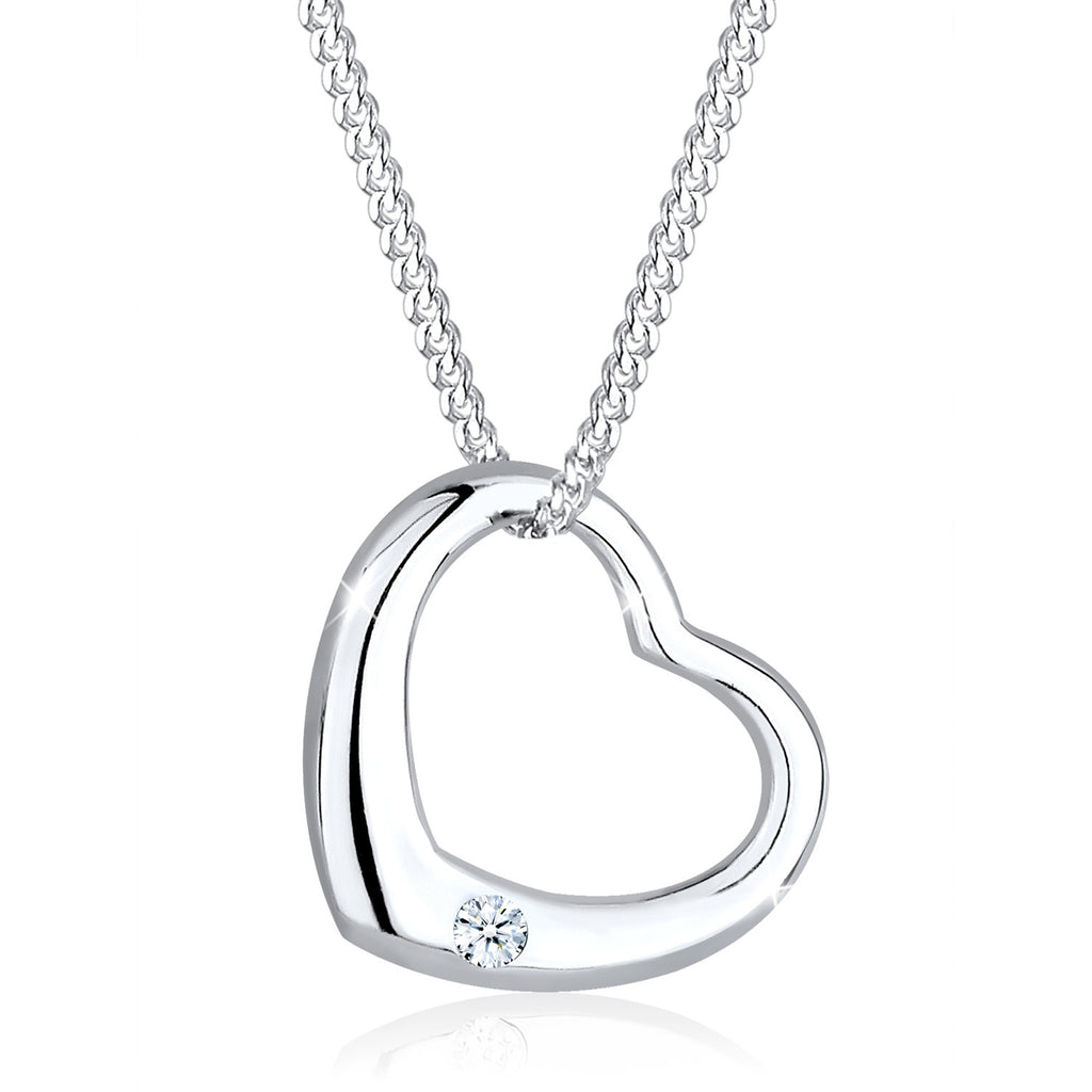Weiß - Elli DIAMONDS | Halskette Herz | Diamant (Weiß, 0.03 ct) | 925er Sterling Silber