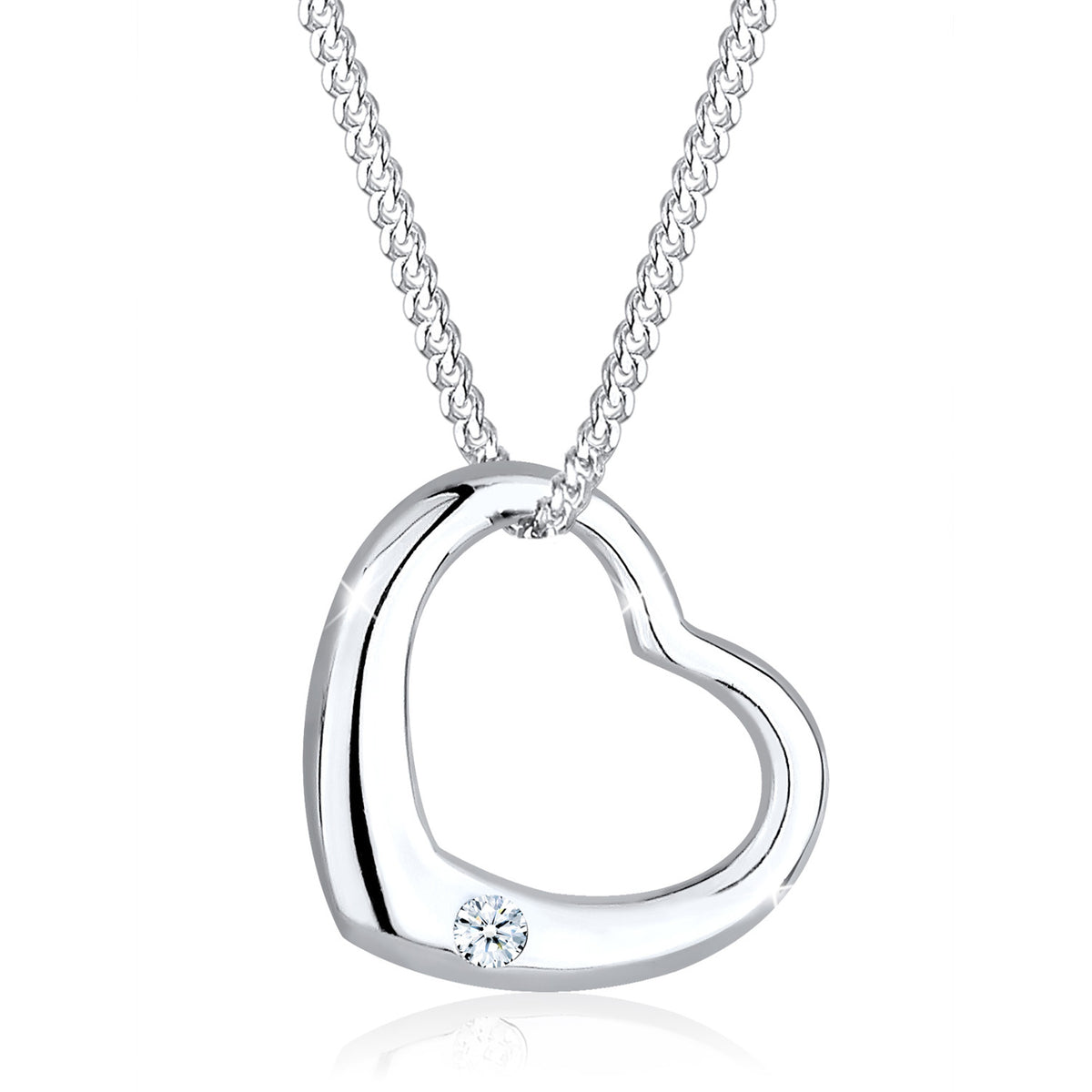 Weiß - Elli DIAMONDS | Halskette Herz | Diamant (Weiß, 0.03 ct) | 925er Sterling Silber