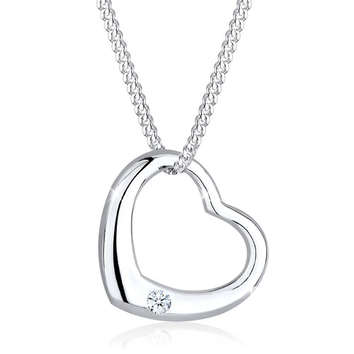 Weiß - Elli DIAMONDS | Halskette Herz | Diamant (Weiß, 0.03 ct) | 925er Sterling Silber