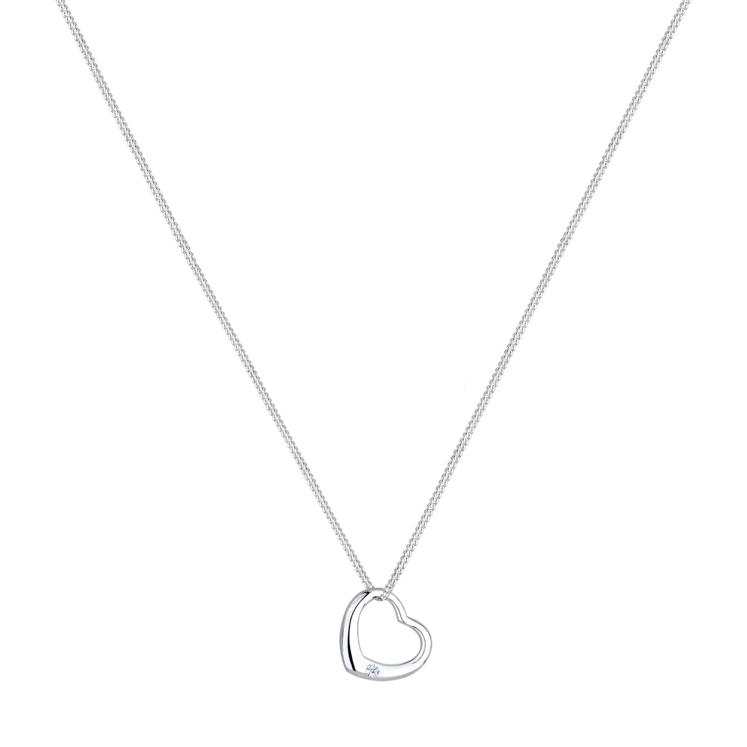 Weiß - Elli DIAMONDS | Halskette Herz | Diamant ( Weiß, 0,03 ct ) | 925er Sterling Silber