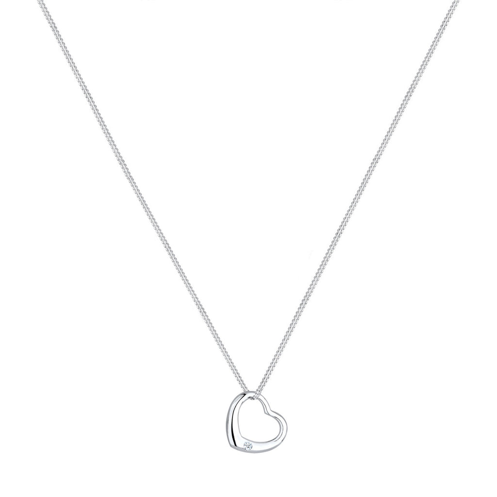 Weiß - Elli DIAMONDS | Halskette Herz | Diamant (Weiß, 0.03 ct) | 925er Sterling Silber