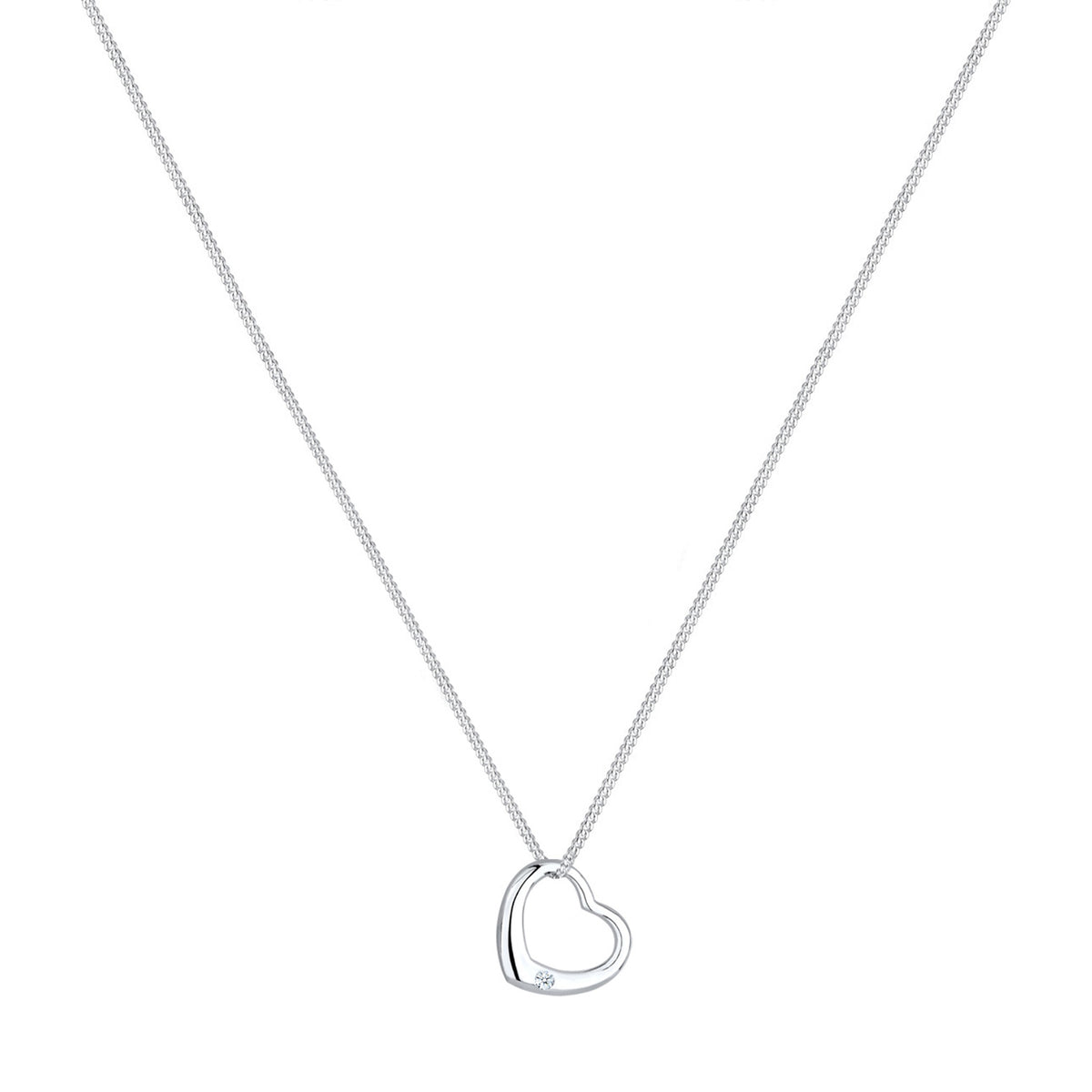 Weiß - Elli DIAMONDS | Halskette Herz | Diamant (Weiß, 0.03 ct) | 925er Sterling Silber