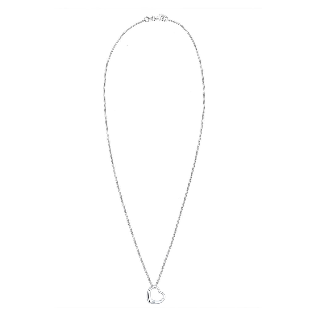 Weiß - Elli DIAMONDS | Halskette Herz | Diamant (Weiß, 0.03 ct) | 925er Sterling Silber