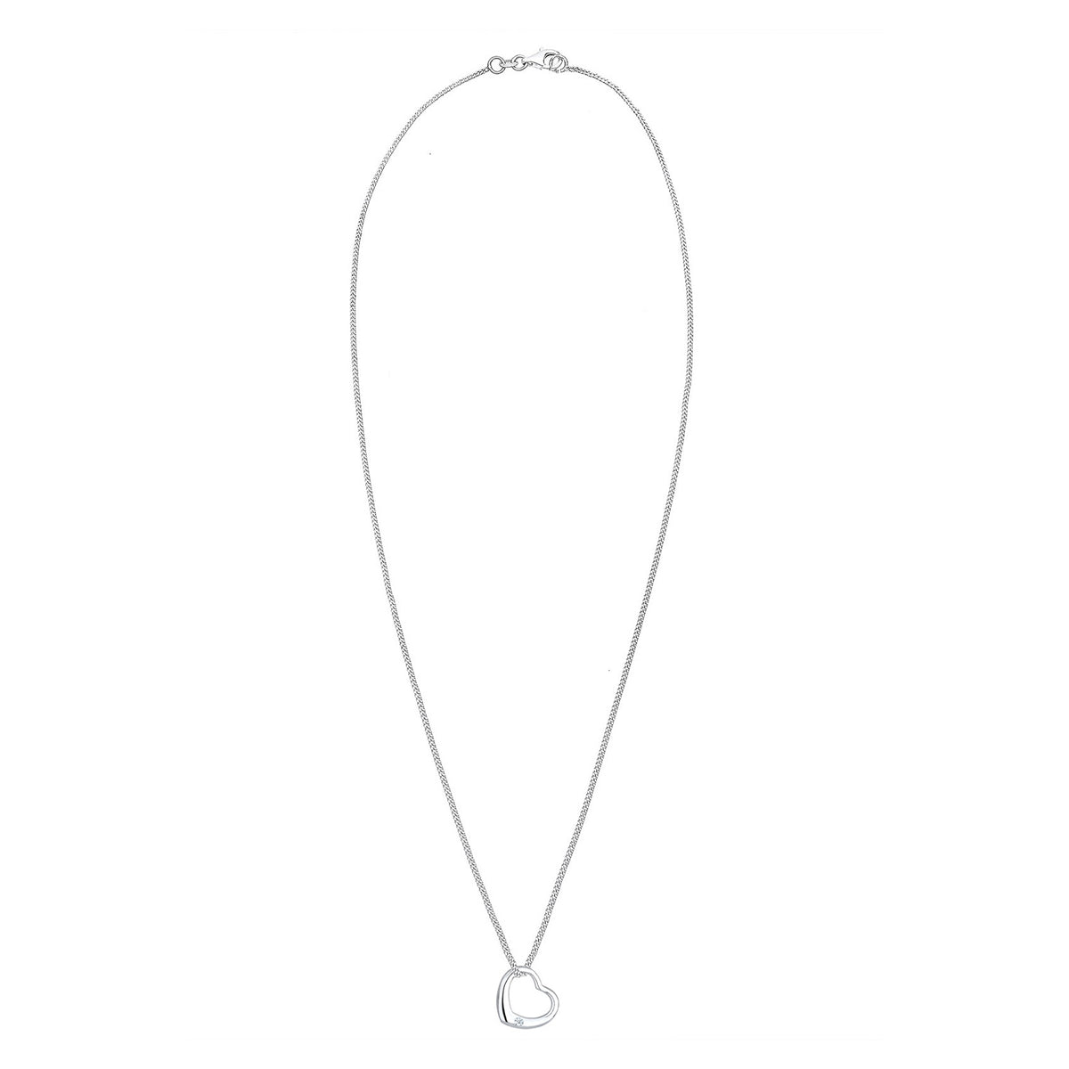 Weiß - Elli DIAMONDS | Halskette Herz | Diamant (Weiß, 0.03 ct) | 925er Sterling Silber