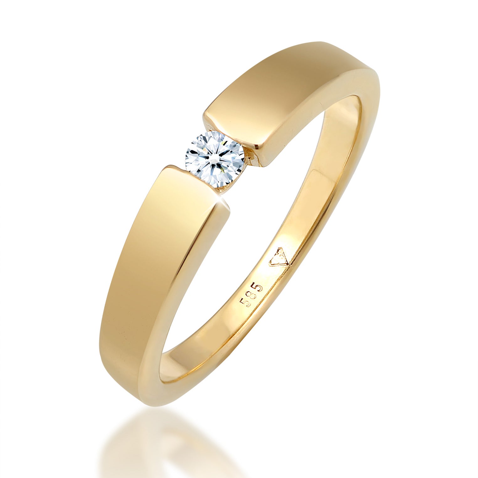Gold - Elli DIAMONDS | Solitär-Ring | Diamant ( Weiß, 0,11 ct ) | 585 Gelbgold